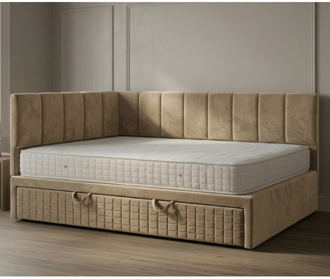 Тапицирано легло сандвич с матрак Dream Corner - 100/200 см, Бежово Тапицирано легло сандвич с матрак Dream Corner - 100/200 см, Бежово