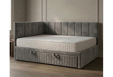 Тапицирано легло сандвич с матрак Dream Corner - 100/200 см, Сиво Тапицирано легло сандвич с матрак Dream Corner - 100/200 см, Сиво